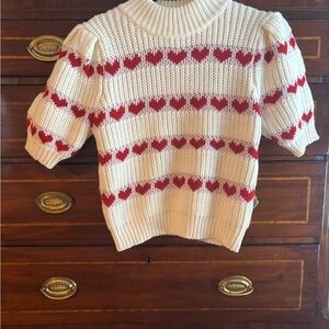English Factory Cream and Red Heart Sweater